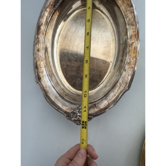 Silver Rose Engraved And Patterned Tray 12" - Picture 5 of 10